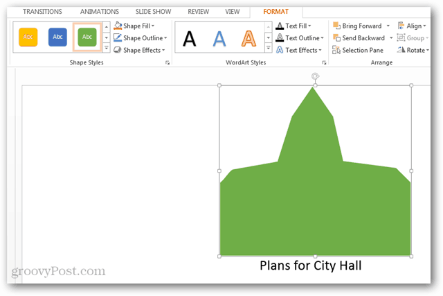 Пример пользовательской формы, созданной в PowerPoint 2013