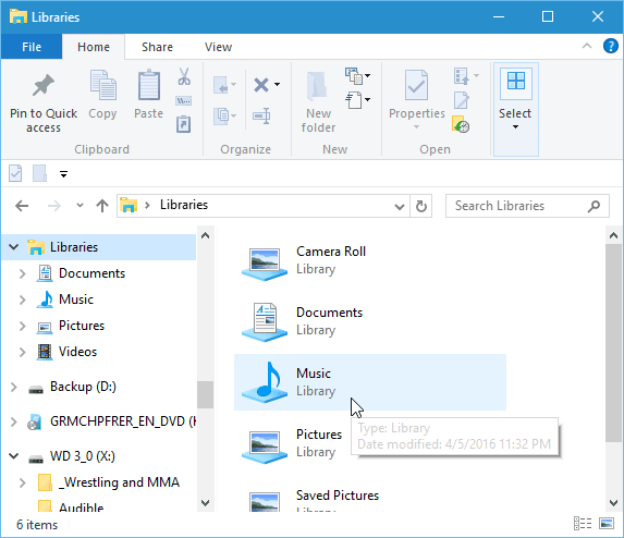 Совет по Windows 10: отображение библиотек в проводнике