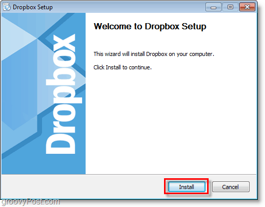 Скриншот Dropbox - начать установку / установку Dropbox