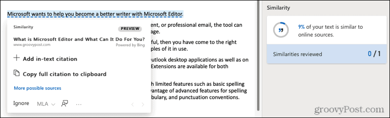 Веб-сходство с Microsoft Editor