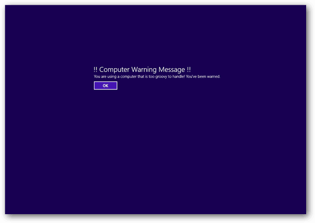 скриншот сообщения запуска Windows 8