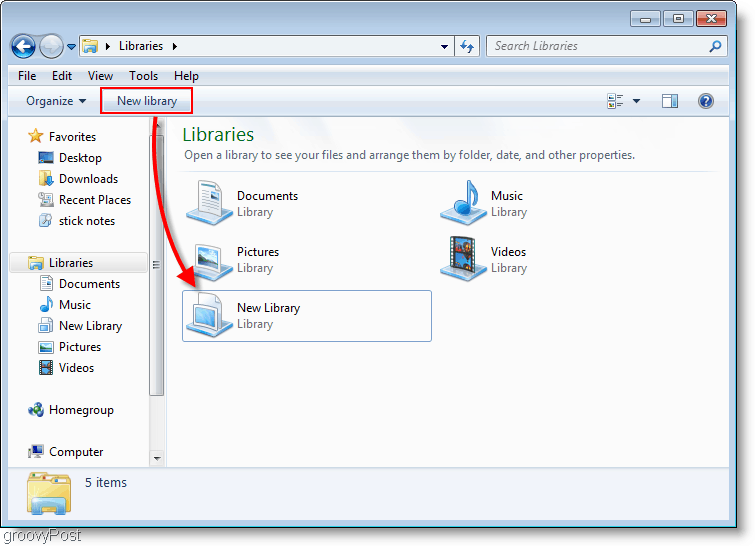Как создать новую библиотеку в Windows 7