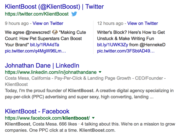 пример охвата klientboost на серп-странице результатов поисковой системы