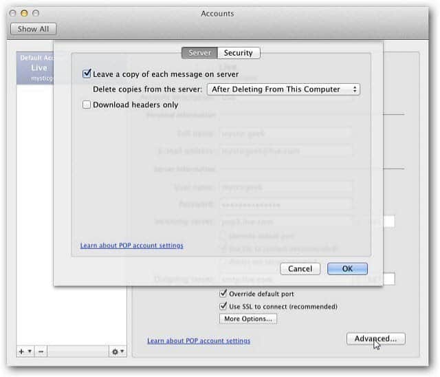 Outlook Mac 2011: как удалить учетную запись электронной почты