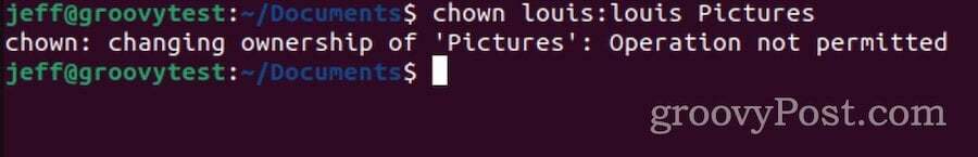 изменить владельца папки и подпапки в Ubuntu не удалось