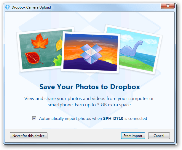 Отключить автоматическое сохранение фотографий в Dropbox