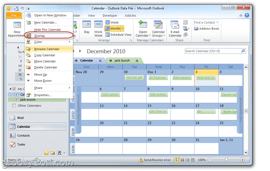 Google Calendar / Outlook 2010 Overlain