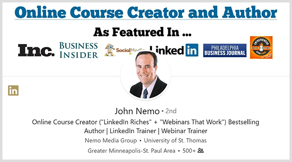 Джон Немо использовал свой профиль в LinkedIn для поиска новых клиентов.