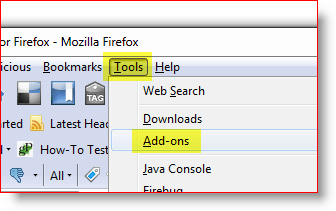 Откройте меню дополнений Firefox