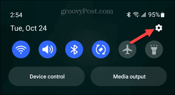 Кнопка настроек Android, тень уведомления