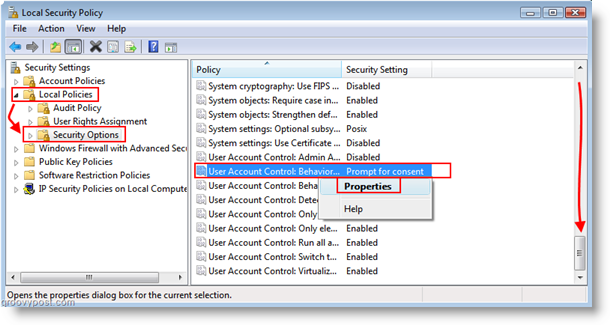 Настройка поведения учетной записи пользователя для контроля учетных записей (UAC) в Windows Vista