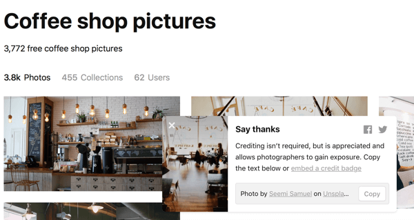 После того, как вы загрузили изображение, Unsplash предложит вам поблагодарить фотографа.