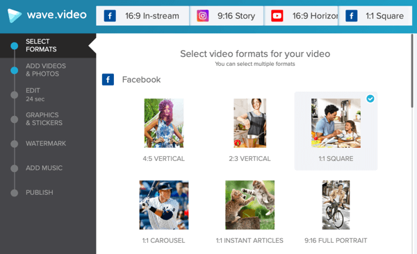 Разработайте социальную видеостратегию, создайте видео с Wave.video, опциями шаблонов facebook.