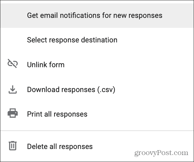 Ответы Google Forms получают оповещение по электронной почте
