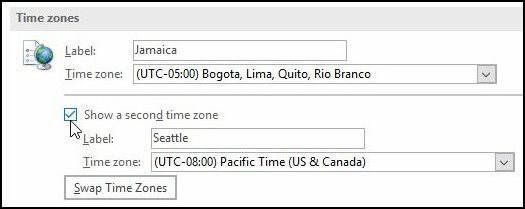 Как добавить дополнительный часовой пояс в календарь Outlook 2016