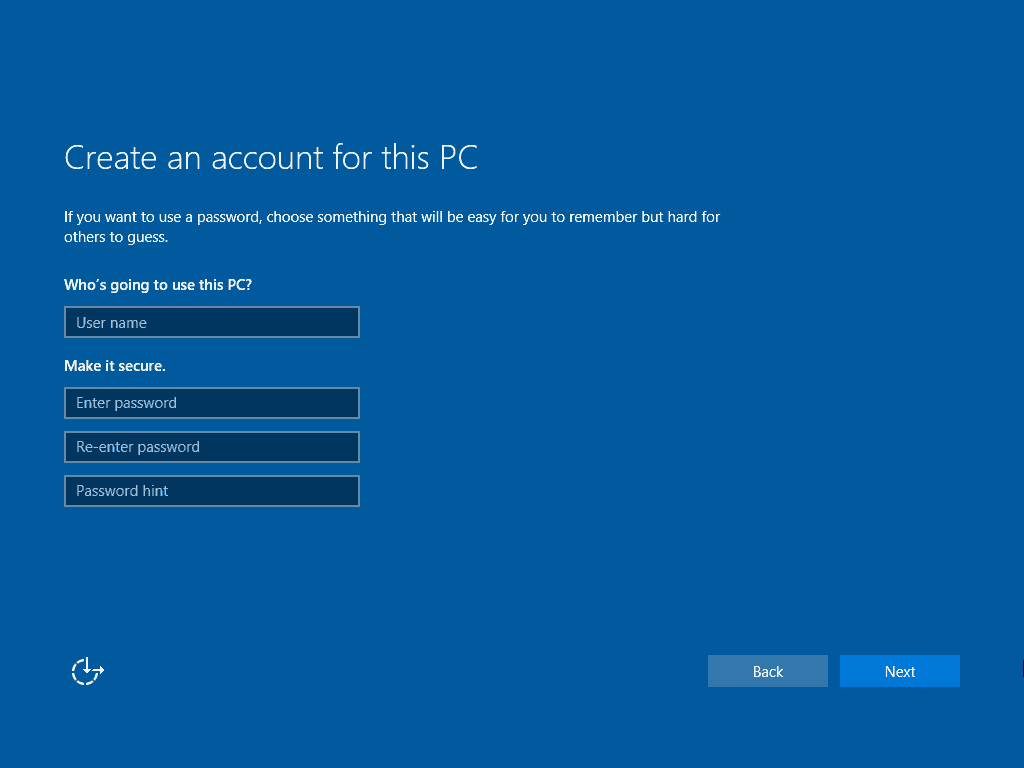 15 Новый экран учетной записи Windows 10 Clean Install
