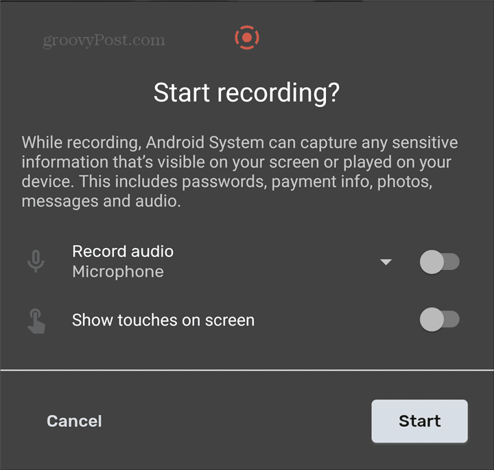 Запуск Android Screen Recorder