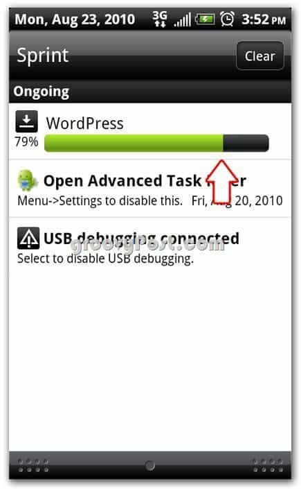 Wordpress на экране установки Android