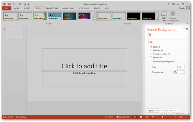 Office 2013 Создание шаблона Создание индивидуального дизайна POTX Учебник по настройке слайдов слайдов Как отформатировать фоновую панель