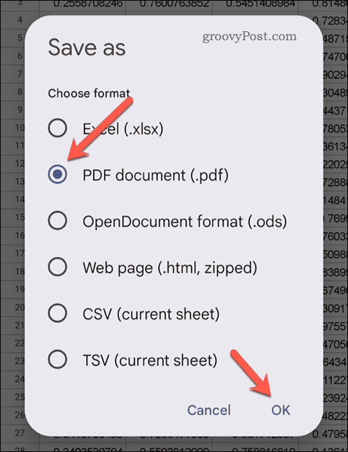 Экспорт в формате PDF в Google Sheets
