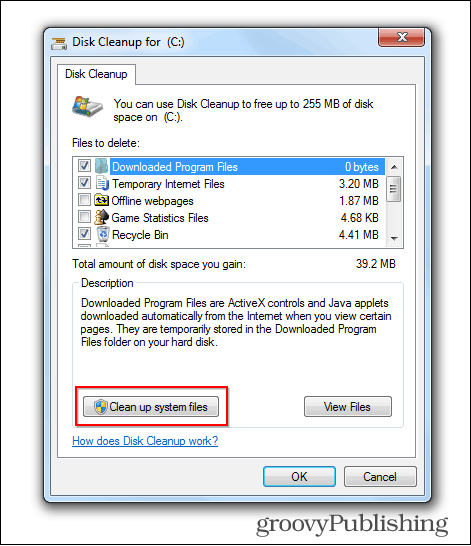 Windows 7 обновление удалить старые файлы кнопка очистки диска