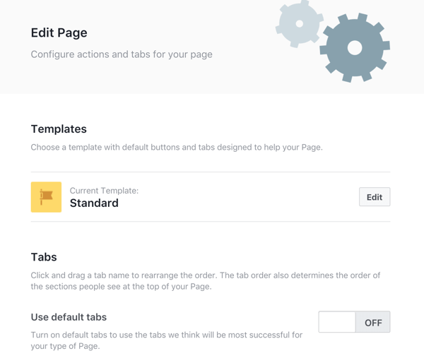 Нажмите кнопку «Изменить», чтобы изменить шаблон своей страницы Facebook.