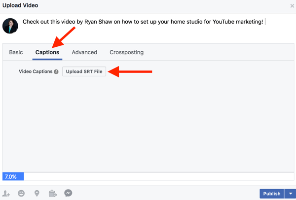 Бизнес-страницы Facebook могут добавлять файлы SRT в собственные видео.