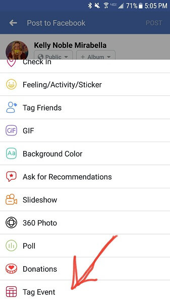 Facebook добавляет возможность отмечать событие в обновлениях статуса на мобильном устройстве.