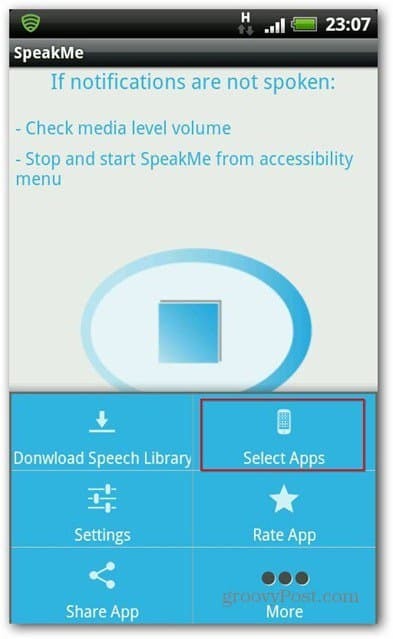 SpeakMe для Android выбор приложений