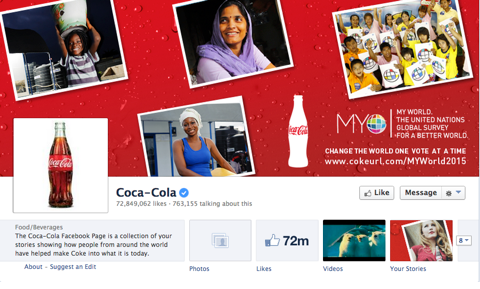 страница кока-колы в фейсбуке
