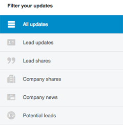 LinkedIn навигатор продаж лиды обновить фильтры