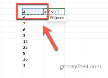 excel len выбрать ячейку