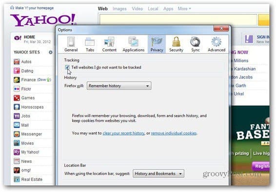 Yahoo охватывает не отслеживать: как включить его