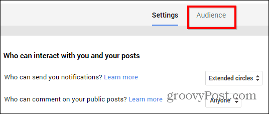 Настройки публикаций в Google+