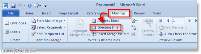 Скриншот Outlook 2010 - нажмите строку приветствия под рассылками