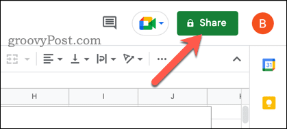 Кнопка «Поделиться» в Google Sheets