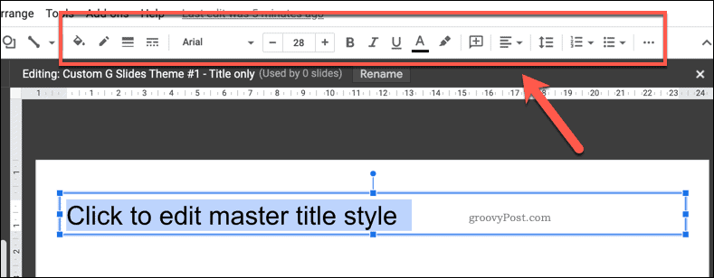 Параметры для настройки текстового поля шаблона в Google Slides