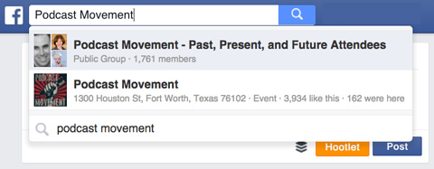 группа движения подкастов в поиске facebook
