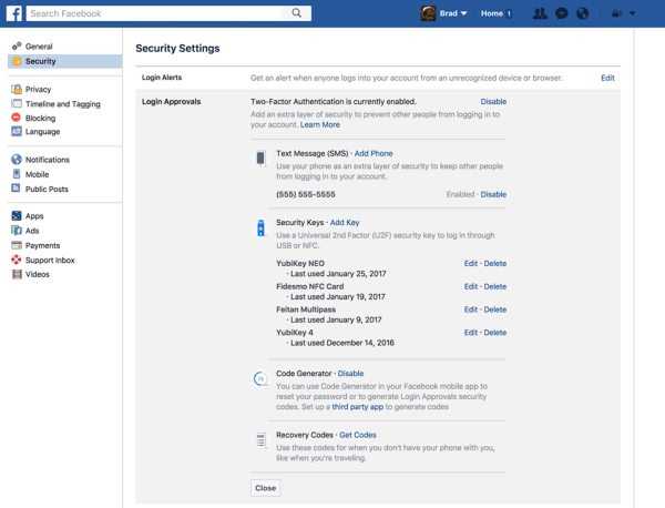 Пользователи Facebook теперь могут зарегистрировать физический ключ безопасности для защиты своей учетной записи Facebook.