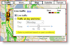Google Maps Live Traffic с настройками дня и времени