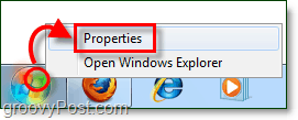 как открыть свойства меню «Пуск» в Windows 7 