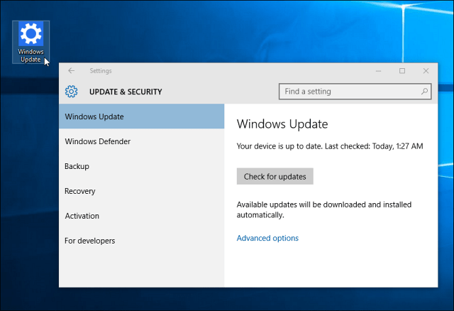 Ярлык Windows Update