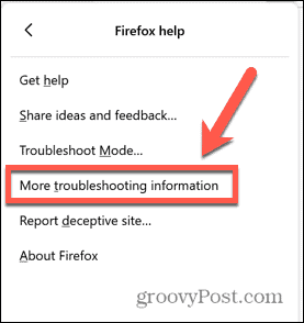 Firefox больше об устранении неполадок