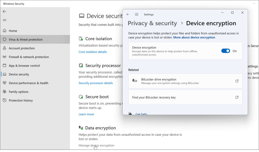 шифрование устройства использовать безопасность Windows в Windows 11 для оптимальной защиты