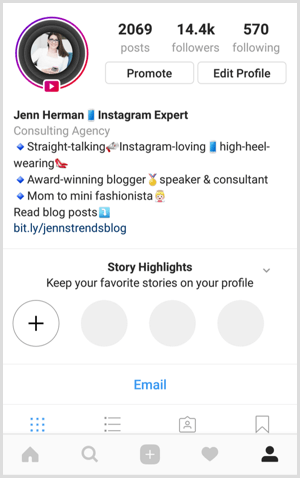 Основные моменты истории Instagram в профиле