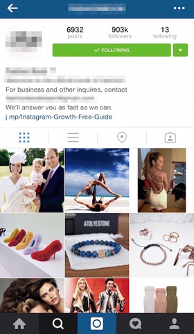 профиль Instagram с контактной информацией