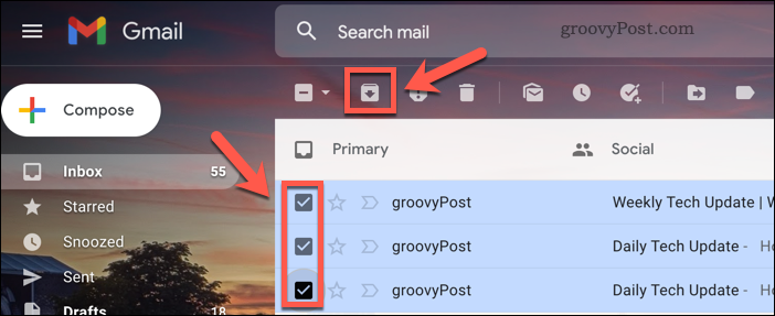 Архивировать письма в Gmail