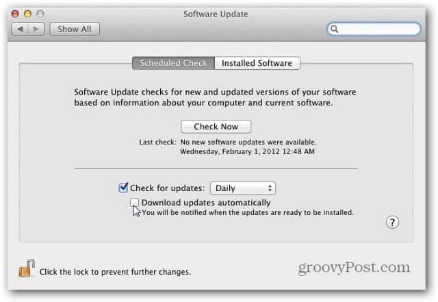 Настройка функции обновления программного обеспечения Apple OS X Lion