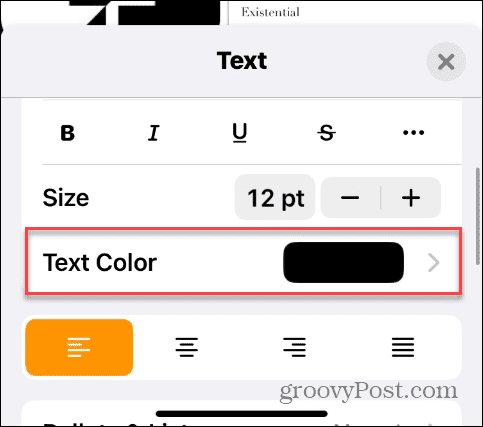 Изменить цвет текста на iPhone