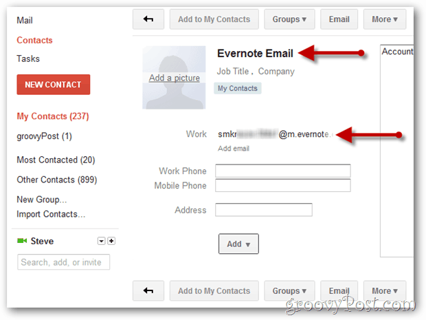 создать контакт Gmail